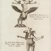 Iconismus XIX. Ponatur è regione. Fig. XXXI. Monstrum tetrachiron alatum capite humano aurito; Fig. XXXII. Monstrum triceps capite vulpis, Draconis, et Aquilœ.