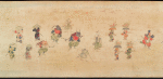 Fifteen figures in masks and hats