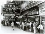 Audience queue at Brandt's Mayfair Theatre to see the motion picture The Day the Earth Stood Still