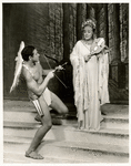 Mark Plant as Mowgli and Mary Boland as The Queen in the stage production Jubilee