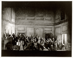 Theatre Guild director Rouben Mamoulian directing cast in rehearsal scene from Porgy & Bess