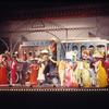 Pearl Bailey [center in red dress] and supporting cast in the Broadway production of Hello, Dolly!