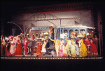 Pearl Bailey [center in red dress] and supporting cast in the Broadway production of Hello, Dolly!