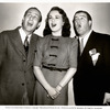 Publicity photo of Bud Abbott, Deanna Durbin, and Lou Costello