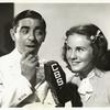 Publicity photo of Eddie Cantor and Deanna Durbin for his radio program The Eddie Cantor Show.