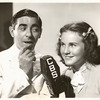 Publicity photo of Eddie Cantor and Deanna Durbin for his radio program The Eddie Cantor Show.