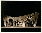 J. Harold Murray (standing center), Hugh O'Connell, Katherine Carrington and Mary Boland (seated at table) in Face the Music