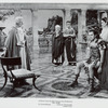 Unidentified actors, Richard Burton, and Jean Simmons in the motion picture The Robe.