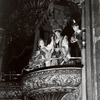 Richard Whorf as Christopher Sly with two unidentified actors in the stage production The Taming of the Shrew
