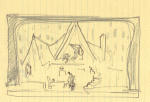 Sketch of set design from Death of a Salesman