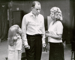 Unidentified actress, Onslow Stevens, and Kim Stanley in the stage production A Clearing in the Woods