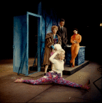 Kay Medford, Dick Van Dyke, Chita Rivera, and unidentified dancer in the stage production Bye Bye Birdie.