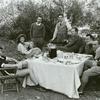 Laura Harding, Richard Wallace, Katherine Hepburn and unidentified men on the set of the motion picture The Little Minister.