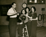 Jimmie Grier and The Boswell Sisters in recording studio