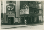 Exterior of the Plymouth Theatre showing "The Skin of Our Teeth" on the marquee