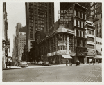 Exterior view of Broadway and 40th St. with Empire Theatre (on right) and its rooftop marquee promoting Shirley Booth in the stage production "The Time of the Cuckoo."