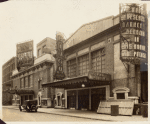 Exterior view of the Bijou Theatre on 45th St. and its marquee promoting the stage production His Honor Abe Potash.