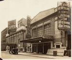 Exterior view of the Bijou Theatre on 45th St. and its marquee promoting the stage production His Honor Abe Potash.