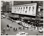 Broadway looking north from W. 50th Street with Winter Garden Theatre marquee (on right) promoting Nanette Fabray in the stage production "Make a Wish."