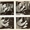 Compilation photos of William Spier directing the radio program, Suspense