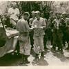 Joe E. Brown handing out mail to troops, Luzon, Philippines