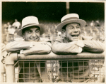 Publicity photograph of Ford Frick and Joe E. Brown at a baseball game