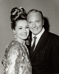 Shirley Jones and Jack Cassidy at opening night party for It's a Bird...It's a Plane... It's Superman