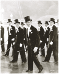 Fred Astaire (center) and dancers in the motion picture Top Hat