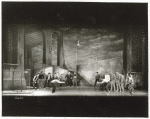 Mickey Calin, Ken LeRoy and dancers in "The Rumble" scene from the stage production West Side Story set design by Oliver Smith)