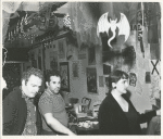 Joe Davies, Joe Cino and Judith Eckhardt inside Caffe Cino, after the re-opening after the fire