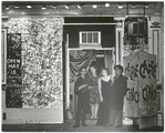 Caffe Cino. Henry Ansel, Judy Eckhardt, and Harry Koutoukas in front of Caffe Cino.