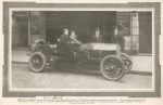 Henry B. Harris (left) and James Bernard Fagan (right) standing beside Harris' racing automobile