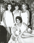 Publicity photograph from the motion picture Pajama Party with (clockwise from center) Annette Funicello (on bed), Susan Hart, Donna Loren, and Cheryl Sweeten.