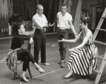 Chita Rivera, Jerome Robbins, Larry Kert and Carol Lawrence during rehearsal for West Side Story.