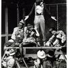 Stephen Nathan (standing) and cast in the stage production Godspell