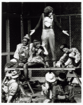 Stephen Nathan (standing) and cast in the stage production Godspell