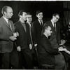 Charles Strauss, Lee Adams, Hal Prince, Robert Benton, David Newman and unidentified man during rehearsals for the stage production It's a Bird...It's a Plane... It's Superman.