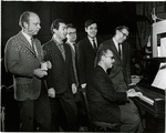Charles Strauss, Lee Adams, Hal Prince, Robert Benton, David Newman and unidentified man during rehearsals for the stage production It's a Bird...It's a Plane... It's Superman.