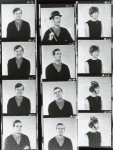Contact sheet from Cambridge Circus with stand alone portraits of David Hatch, John Cleese, and Jean Hart.