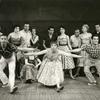 Carol Haney (center) and cast in the stage production The Pajama Game