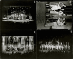 Four scenes from the stage production The Pajama Game with Janis Paige and other cast members