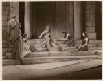 Judith Anderson (center), Marian Seldes (far right), and cast in the stage production Medea