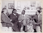 Arna Bontemps, Paul Robeson, Canada Lee, and Langston Hughes meeting about the stage production On Whitman Avenue