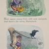 Here squats young Fred, with sack and pack, And there's the raven, Huckaback