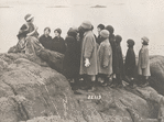 Isadora Duncan with students by sea