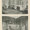 [Top:] The Louis Quinze drawing room... [Bottom:] The library...
