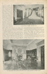 Top: "Castlewood's" marble entrance hall. Bottom: The dining room, with mantelpiece after one in Lord Salisbury's Hatfield House.