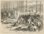 The coal riots, near Scranton, PA. - Laborers' meeting near the Dodge shaft, at Hyde Park, despersed by the Welsh miners and their wives, May 9th