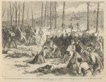 The coal riots, near Scranton, PA–Laborers' meeting near the Dodge shaft, at Hyde Park, [dispersed] by the Welsh miners and their wives, May 9th