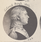 Page from the St.-Mémin collection of portraits. With detail of Colonel Boyd. 1802